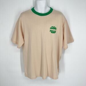 Homme + Femme NEW Core Logo Tee T-Shirt Mens Sz L Beige Green Heavy Cotton